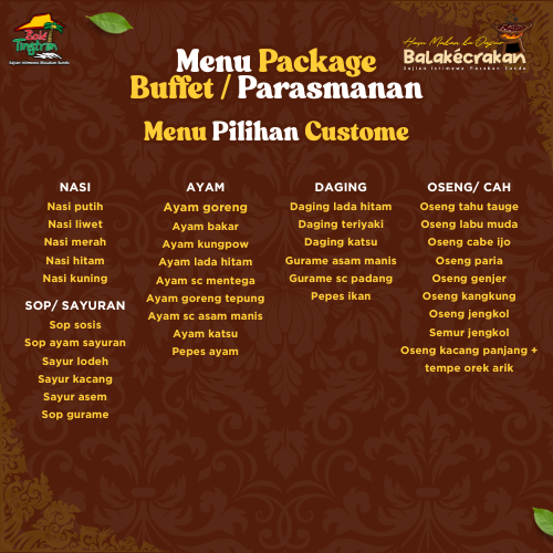Menu Package Buffet / Parasmanan